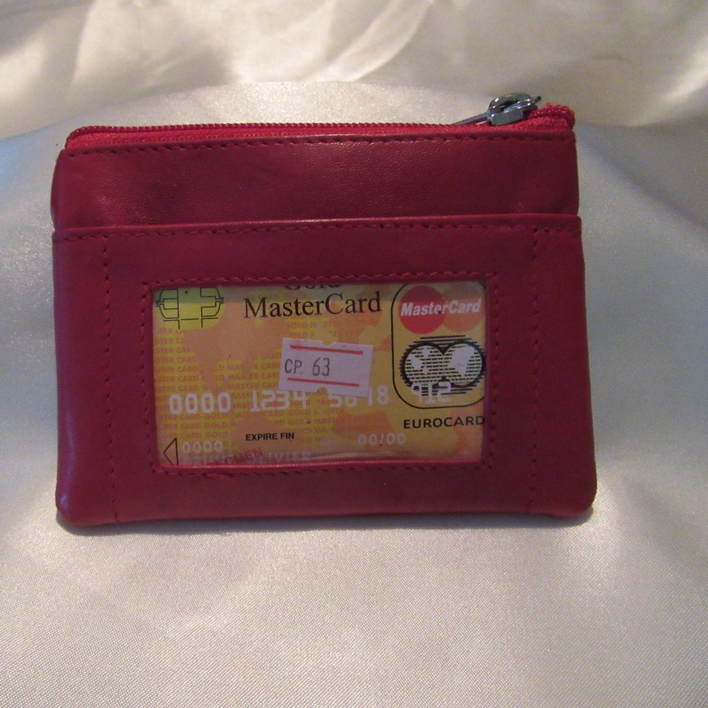 Red  Change purse 2 Zip Compartments